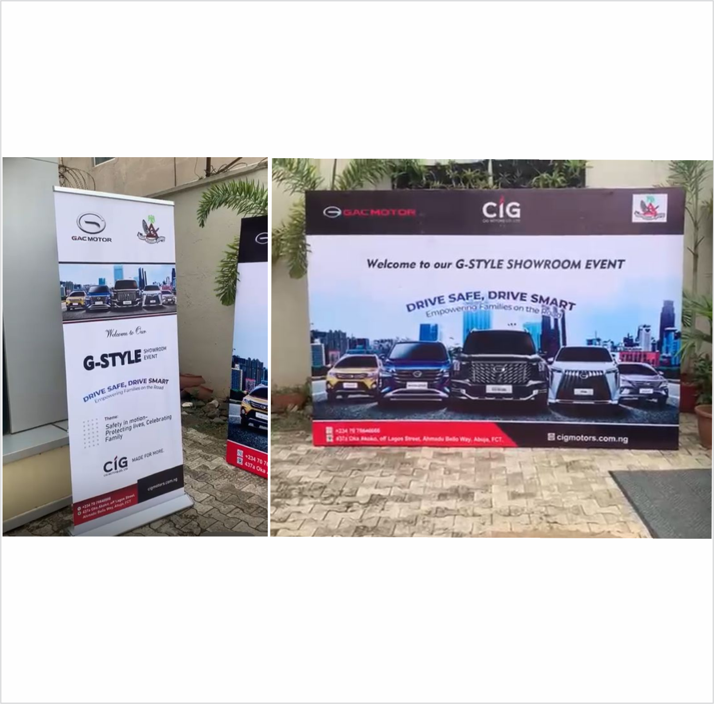 CIG Motors GAC Motor — G-Style Showroom Event branding, roll-up banner and backdrop signage